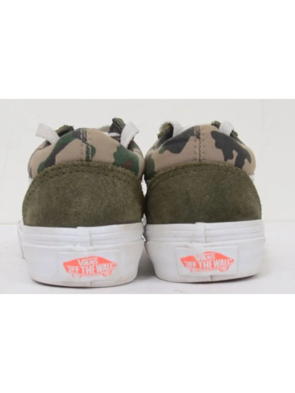 Vans KIDS 11.5 Camo Old Skool Shoes Green White Suede Sneakers Skater Lo Top